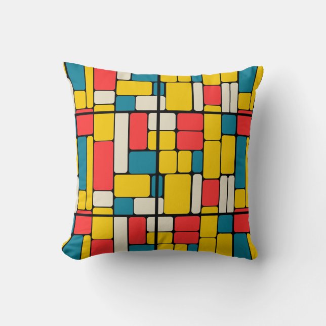Coussin Grave 80s géométrique moderne brillant (Recto)