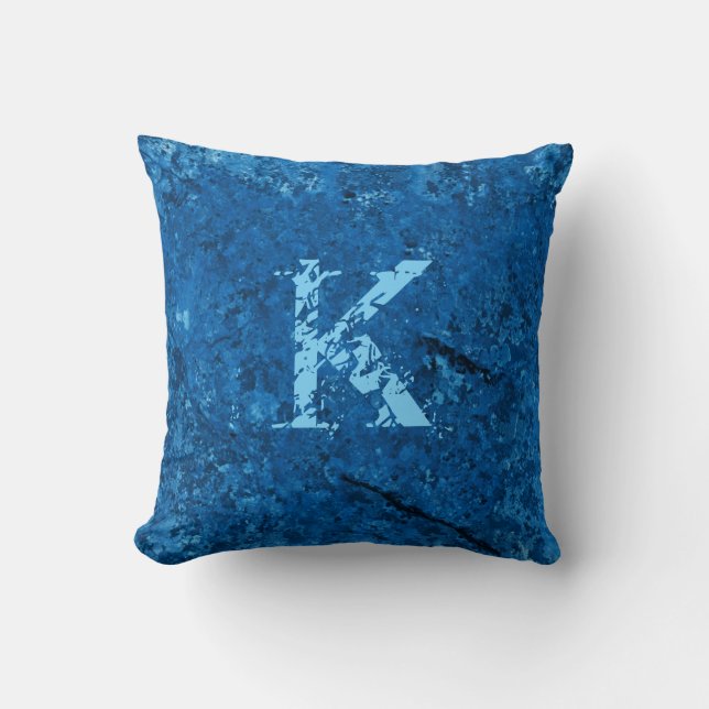 Coussin Gravure Bleu foncé Texture de roche naturelle init (Recto)