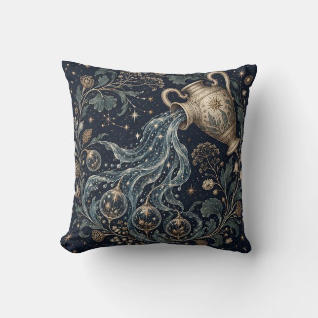 Coussin Gravure Botanique d'Aquarius de Minuit (Recto)