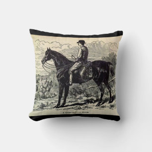 Coussin Gravure du 19e siècle Un léger cheval de chasse