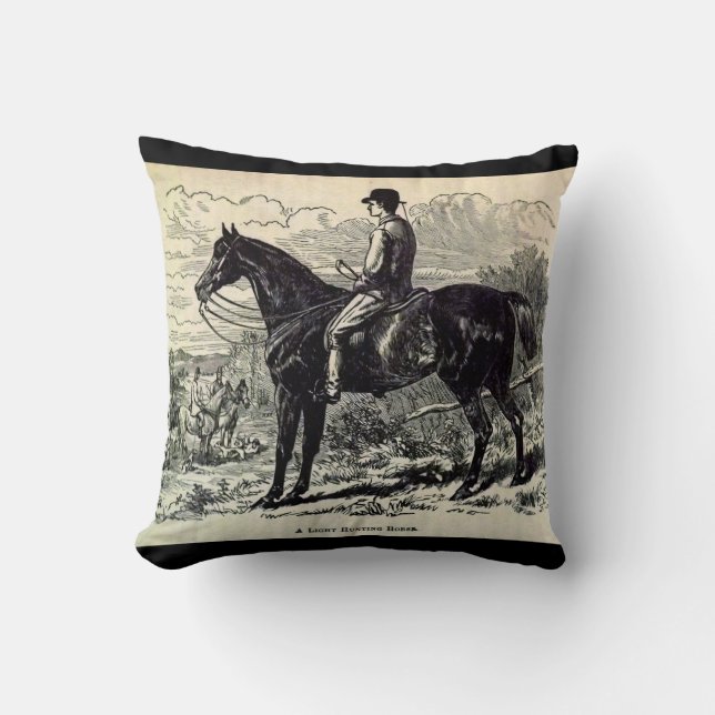 Coussin Gravure du 19e siècle Un léger cheval de chasse (Recto)