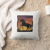 Coussin Gravure occidentale silhouette de cheval au couche (Couverture)