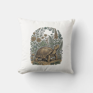 Coussin Gravure vintage tortue jardin botanique
