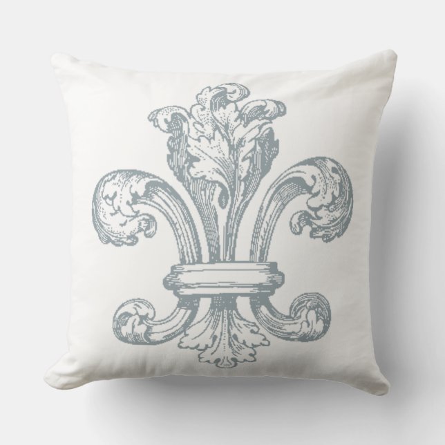Coussin Gray Fleur de Lis sur le carreau blanc (Recto)