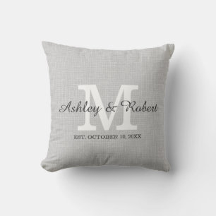 Coussin Gray Linen Coal White Monogram