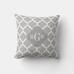 Coussin Gray White Moroccan #5 Gray 3 Monogram initial