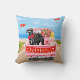 Coussin Great Dane Chien Valentine's Day Truck