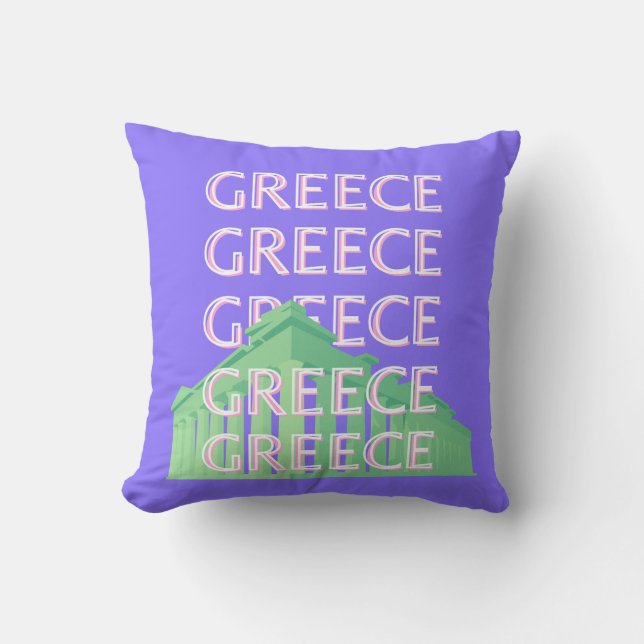 Coussin Grèce, Athènes Travel Art (Recto)