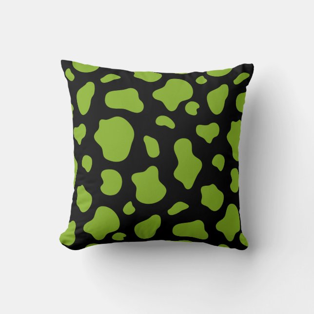 Coussin Green and black Cow Print Decorative Pillow (Recto)