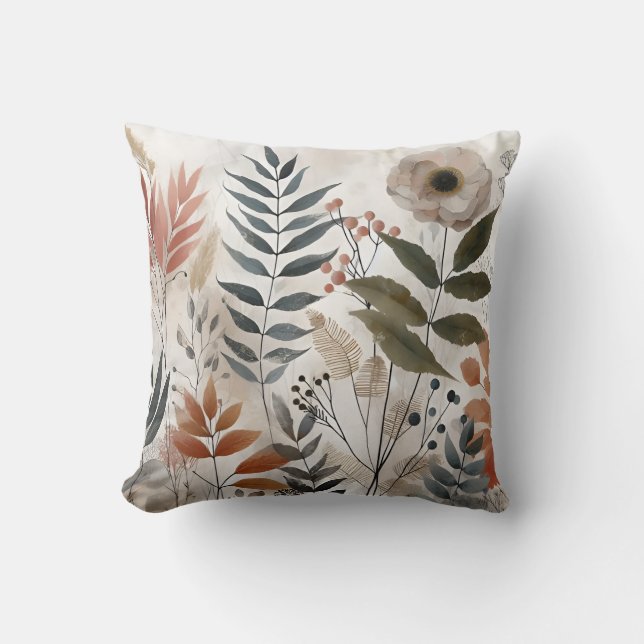 Coussin Green Botanical Abstracts Inspiration florale (Recto)