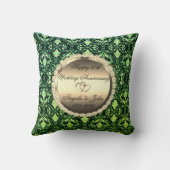 Coussin Green Damask Hearts 50e anniversaire de Mariage (Verso)