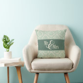 Coussin Green Damask "Mr & Mrs" coussin, personnalisée (Chaise)