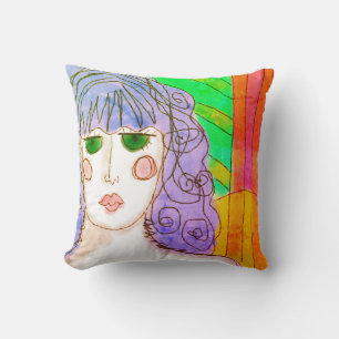 Coussin Green Eyed Lady Art Abstrait