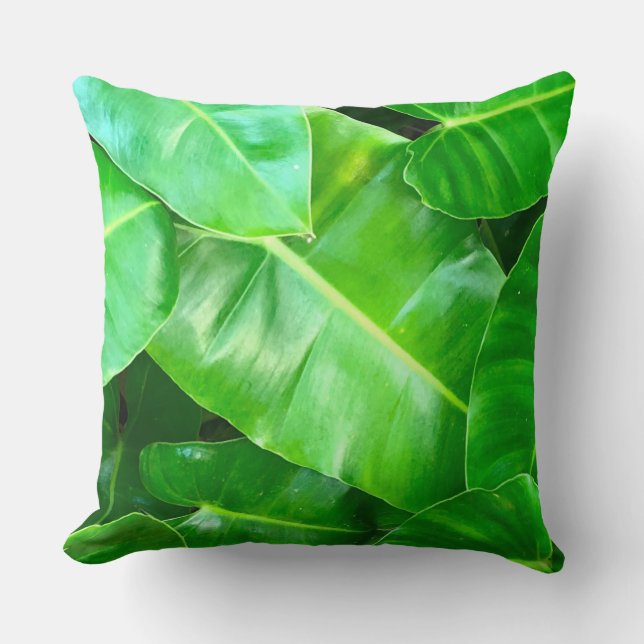 Coussin Green feuille Palm Leaf feuillage tropical jungle (Recto)