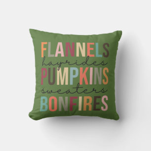 Coussin Green Flannels Hayrides Chandails Citrouille Bonfi