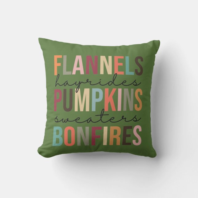 Coussin Green Flannels Hayrides Chandails Citrouille Bonfi (Recto)