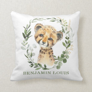 Coussin Green Gold Safari Cheetah Baby Boy Nursery
