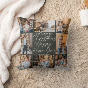 Coussin Green Modern Boho 8 Photo Collage Noël