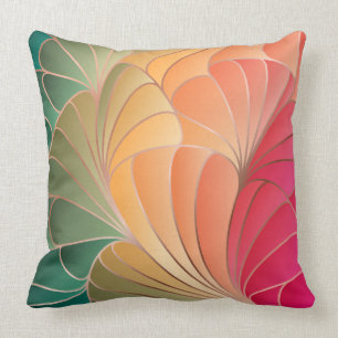Coussin Green, Peach, Apricot, Watermelon Nouveau Art Nouv