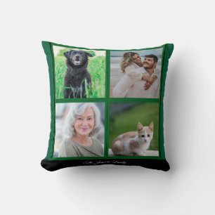 Coussin Green Personnalisable Nom de famille et collage ph