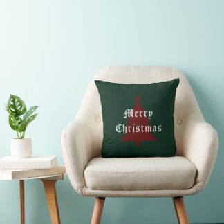 Coussin Green & Red "Merry Christmas" Throw Pillow