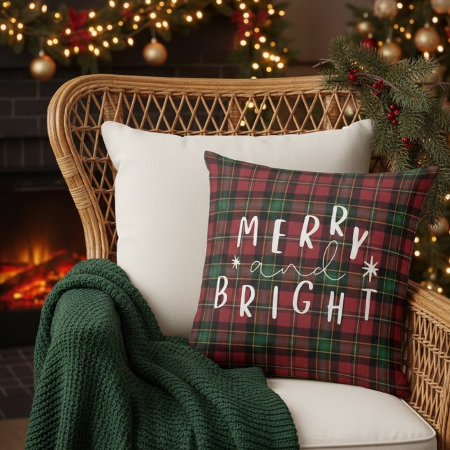 Coussin Green Red Plaid Christmas Decorative Throw Pillow (Green Red Plaid Christmas Decorative Throw Pillow)