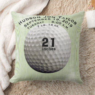 Coussin Green Stripe Golf Ball Boys Birth Record