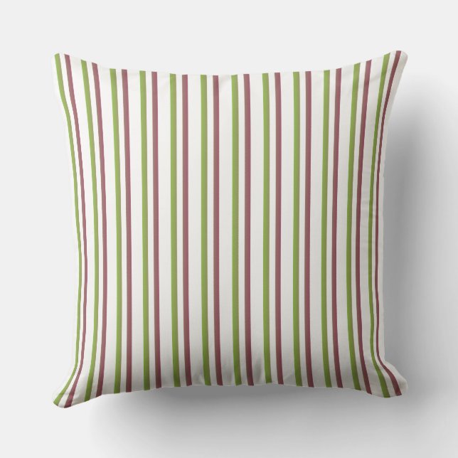 Coussin green strips throw pillow (Verso)