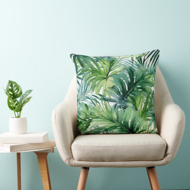 Coussin Green Tropical Jungle Palm Feuille (Chaise)