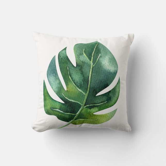 Coussin Green Tropical Palm Leaf Botanique Island Chic (Recto)