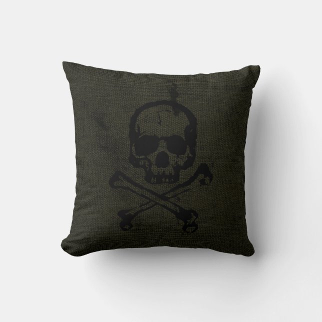 Coussin Green vintage Grunge Skull Crossbones Halloween (Recto)
