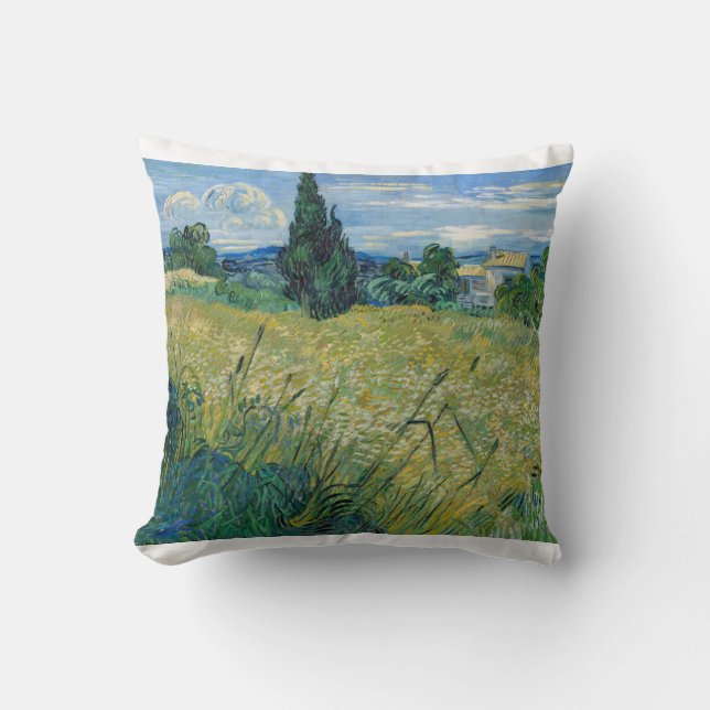 Coussin Green Wheat Field with Cypress 1889 par Vincent va (Recto)