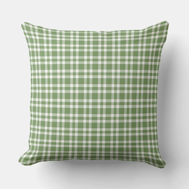 Coussin Green White Plaid Pattern (Recto)