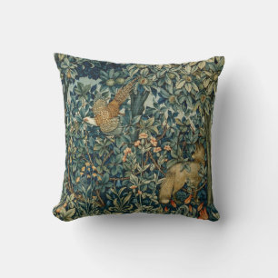 Coussin GREENERY, FOREST ANIMALS Pheasant, Fox, Green Flor