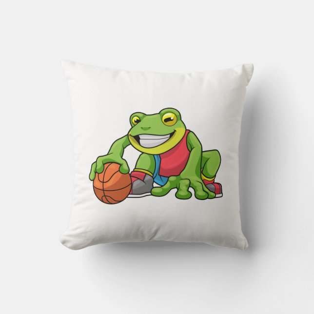 Coussin Grenouille aux sports avec basket-ball (Recto)