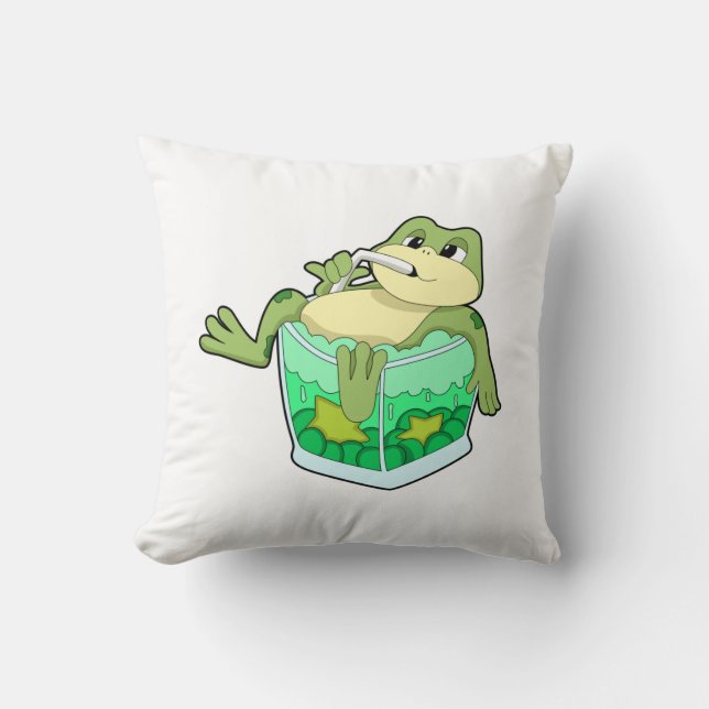 Coussin Grenouille avec verre de jus (Recto)