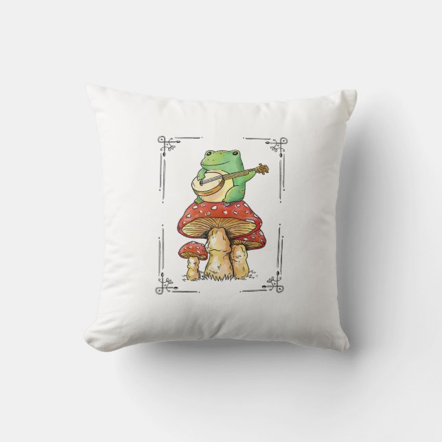 Coussin Grenouille Champignon Goblincore Conception Artist (Recto)