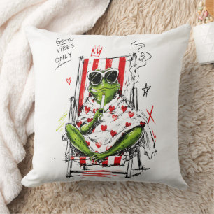 Coussin Grenouille Cool Attitude Lunettes de Soleil Art Vi