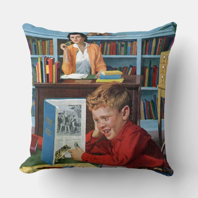 Coussin Grenouille dans la bibliothèque (Recto)