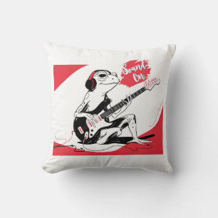 Coussin Grenouille de guitare – Art animal musique cool