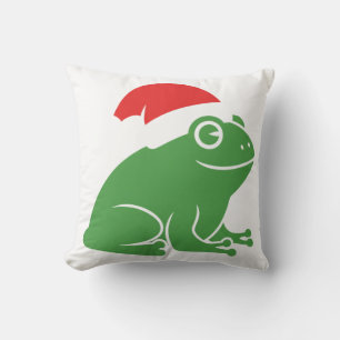 Coussin Grenouille de Noël avec chapeau de Père Noël