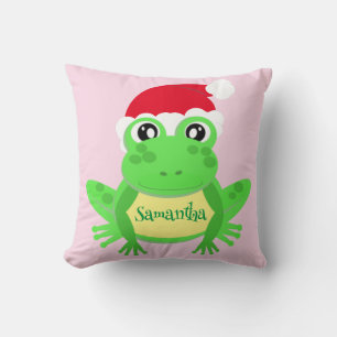 Coussin Grenouille de Noël Santa Hat Nouveauté Drôle Rose