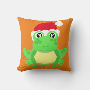 Coussin Grenouille de Noël Santa Hat Novelty Funny Orange