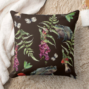 Coussin Grenouille et Motif de fougère