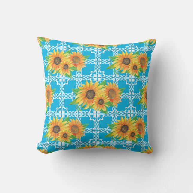 Coussin Grenouille florale de tournesol (Recto)