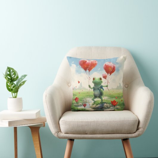 Coussin Grenouille joyeuse ballons rouges (Chaise)