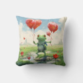 Coussin Grenouille joyeuse ballons rouges (Recto)