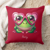 Coussin Grenouille mignonne portant des lunettes cardiaque (Couverture)