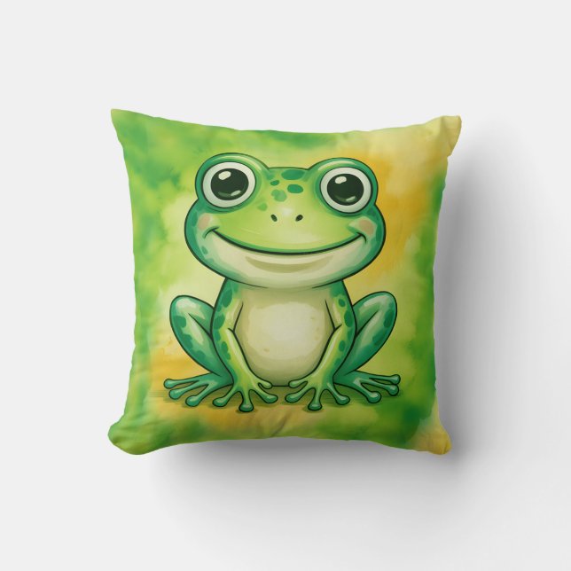 Coussin Grenouille mignonne verte (Recto)