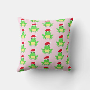 Coussin Grenouille rose de Noël Santa Hat Motif Nouveauté